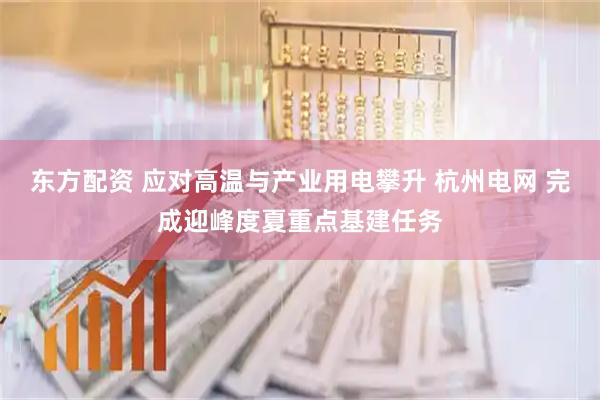 东方配资 应对高温与产业用电攀升 杭州电网 完成迎峰度夏重点基建任务